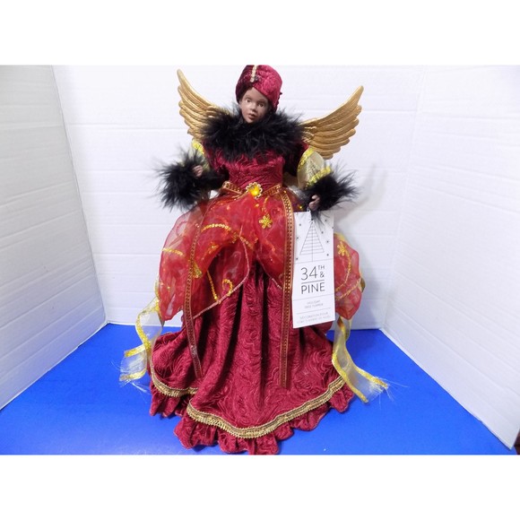 NEW Christmas Black African American Fancy Lady Angel Tree Topper 34th & Pine - Picture 1 of 7